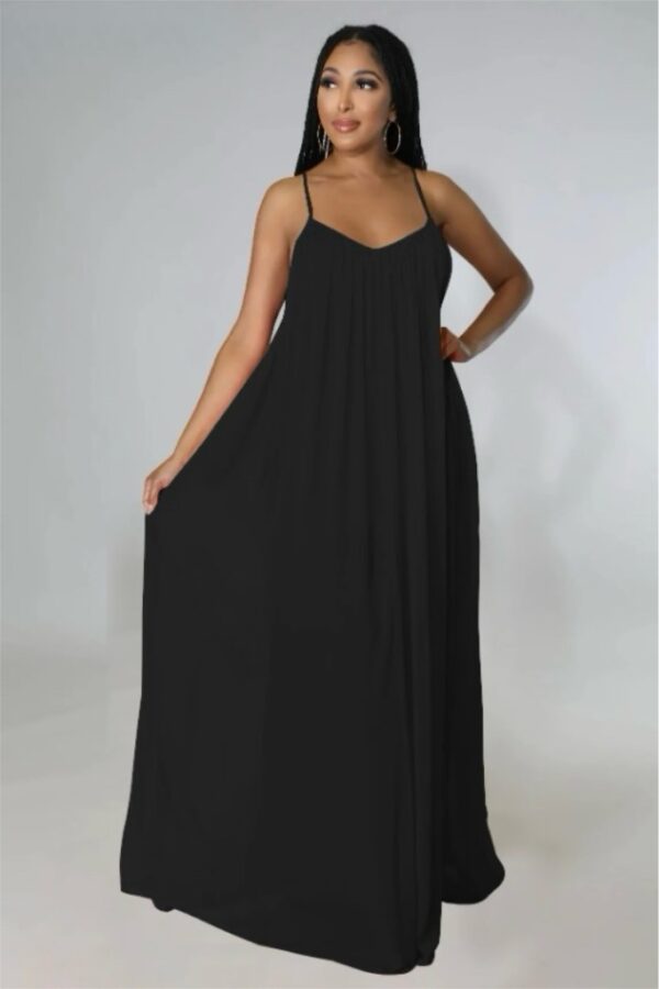 Flowy Chiffon Backless Summer Maxi Dress, ISF - Image 5