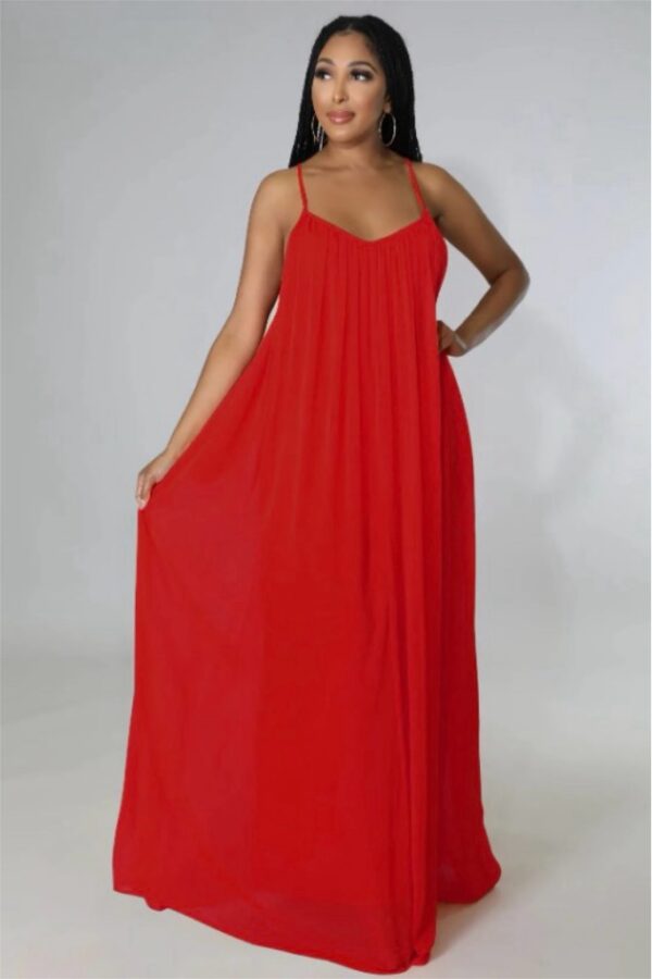 Flowy Chiffon Backless Summer Maxi Dress, ISF - Image 4