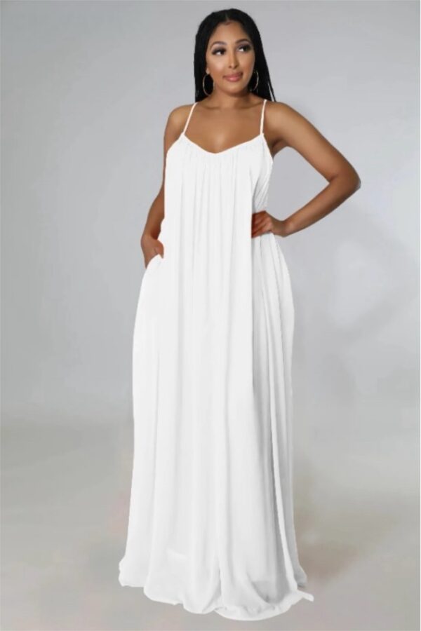 Flowy Chiffon Backless Summer Maxi Dress, ISF - Image 3