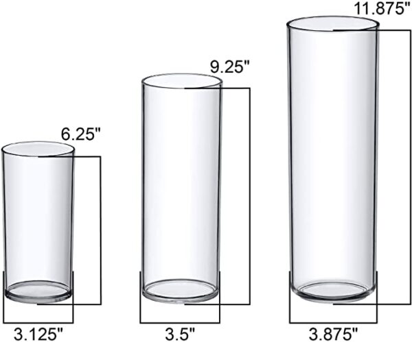 Cylinder Vases (3-Piece Set) Cylindrical Centerpieces, RES - Image 4