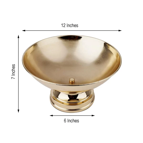 15" Round Gold Metal Pedestal Flower Pot Floating Candle Bowl, Display Dish, RES - Image 4