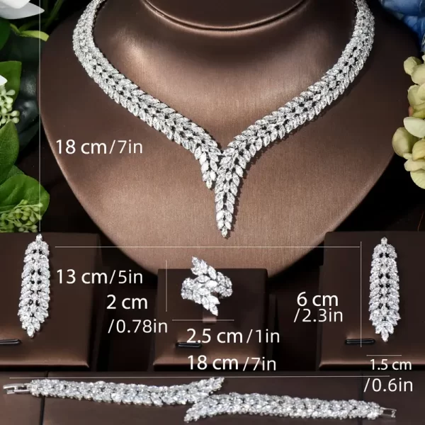 Luxury Sparkling Leaf Shaped Jewelry Set, ATB, ISF - Image 3