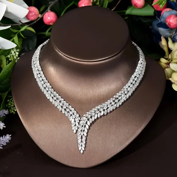 Luxury Sparkling Leaf Shaped Jewelry Set, ATB, ISF - Image 2