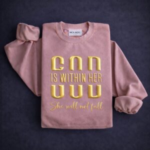 God Is Within Her Puff Embossed Sweater