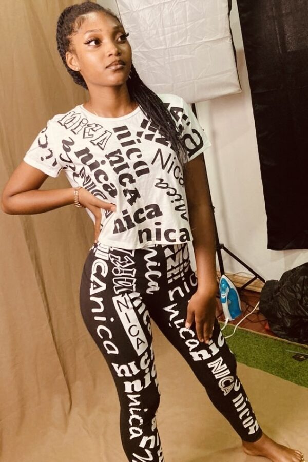 Nica Noel® Graffiti Crop Top & Leggings Two Piece Set, ISF