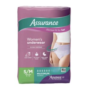 Assurance Women's Incontinence & Postpartum Underwear, S/M , Maximum Absorbency