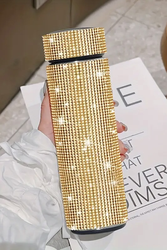 Studded Rhinestone Decor Water Bottle, 500ml/ 17oz