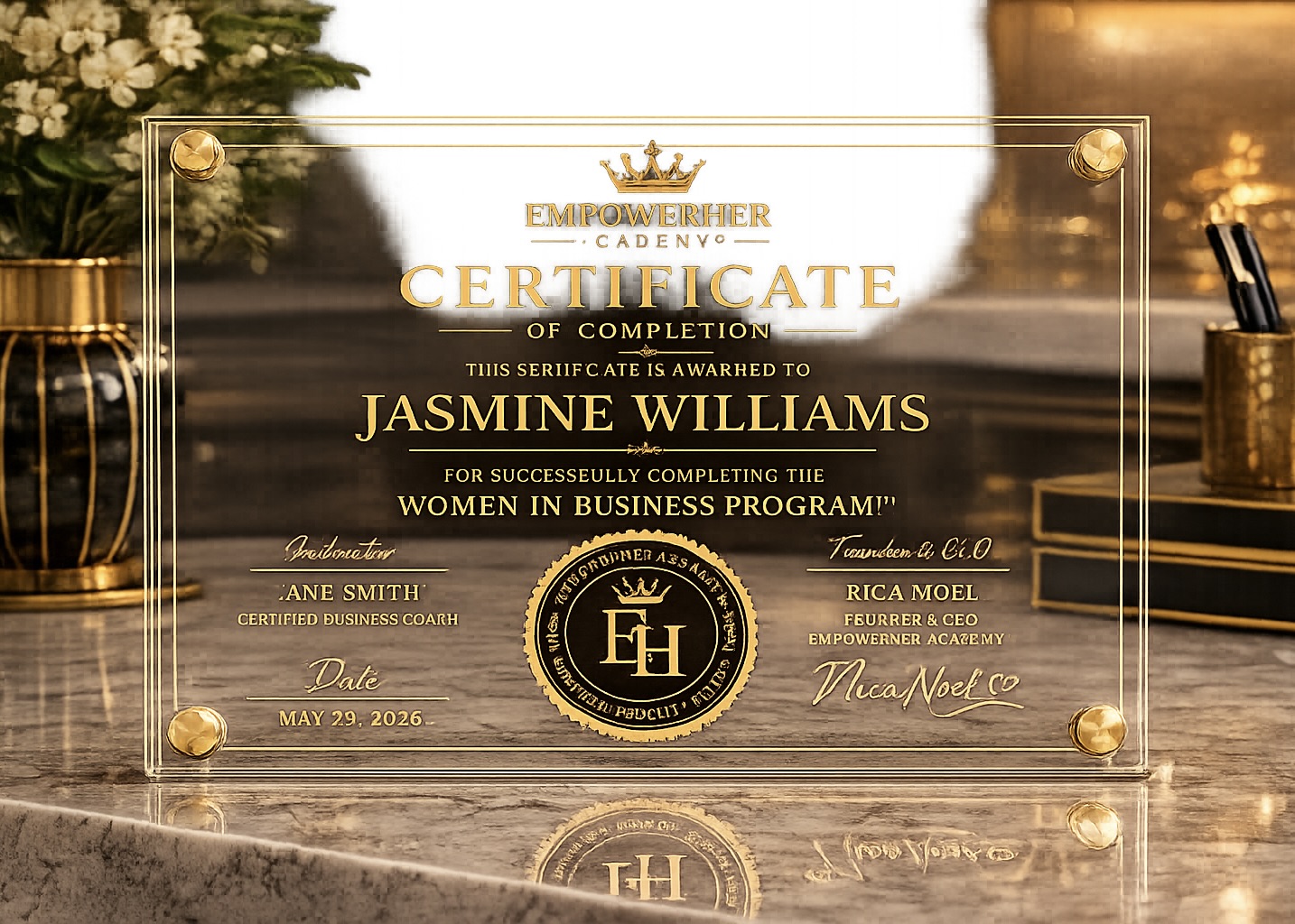 Acrylic Gold Foil Certificate