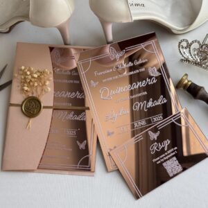 Rose Gold Mirror Acrylic Quinceañera | Sweet 16 Invitation
